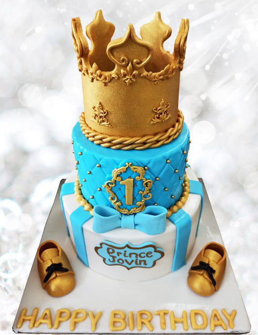 Prince crown and shoes cake