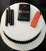Load image into Gallery viewer, black cigarette pack theme cake
