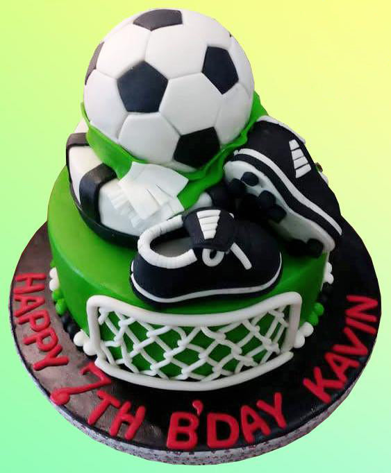 football birthday theme 3 tier cake