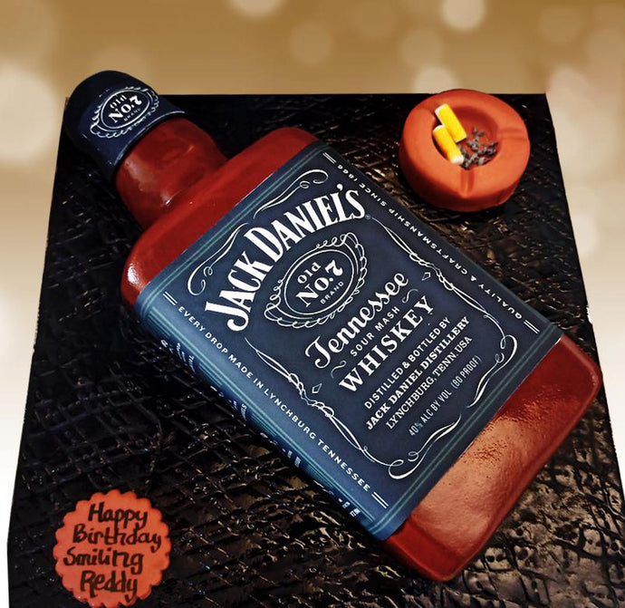 jack daniels whisky and ash tray cake