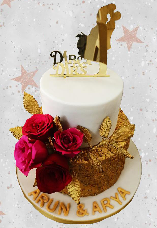 wedding and engagement gold texture cake