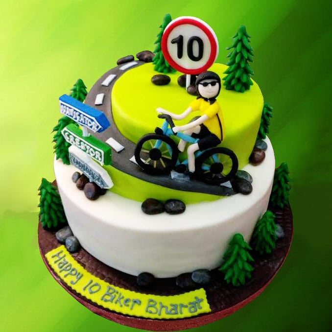 Cycling Adventure Theme Two Tier Cake