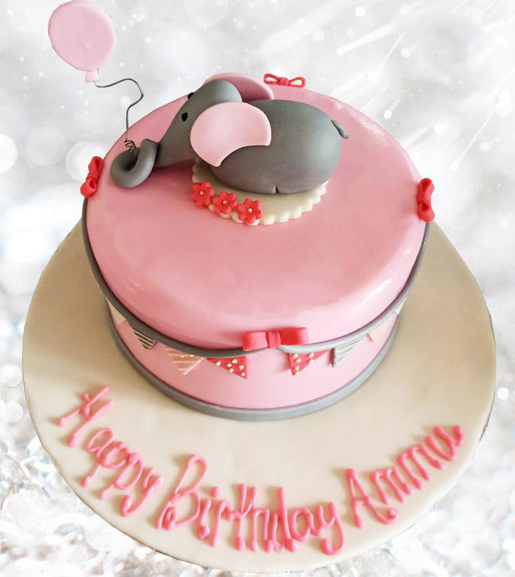 Baby Elephant Balloon Theme Cake