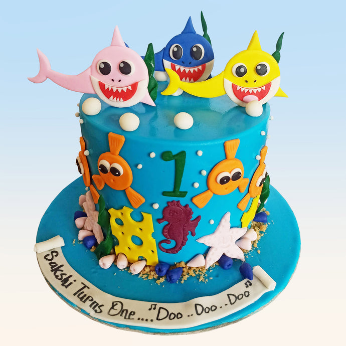 baby shark theme cake