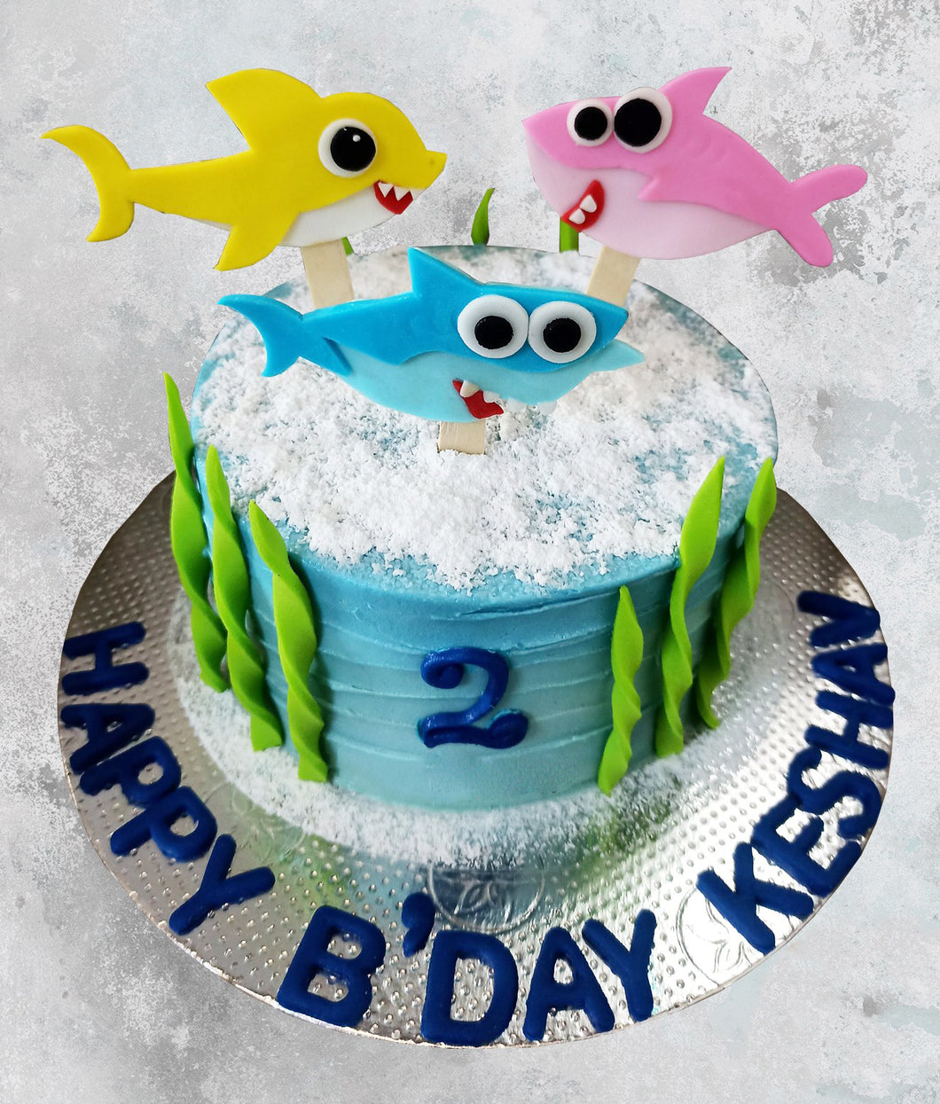 Baby shark fish theme cake