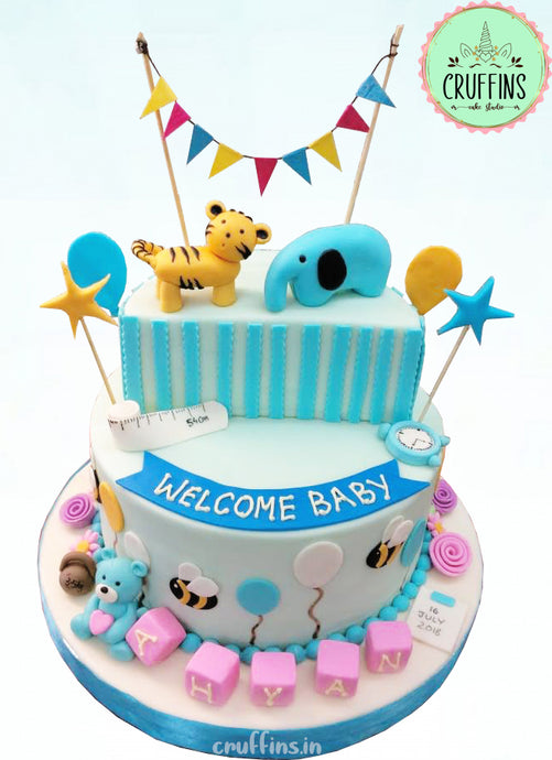 baby shower animals 2 tier cake