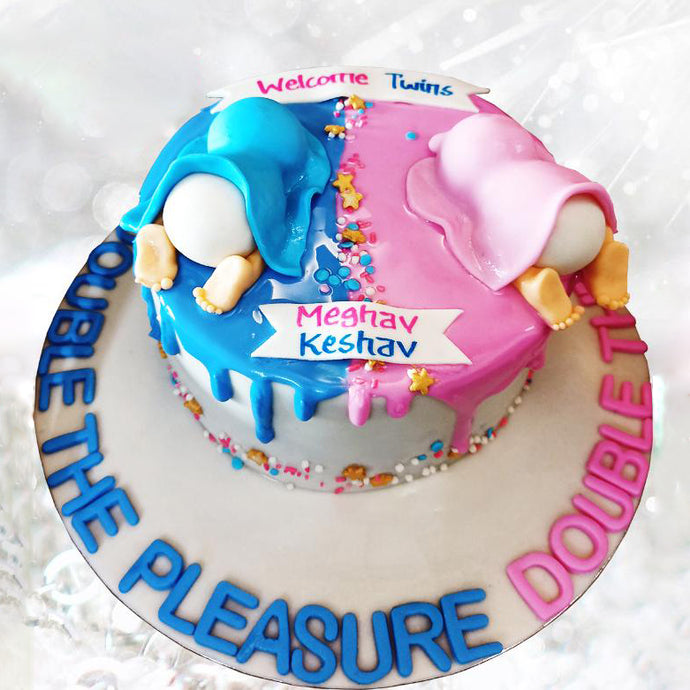 baby shower twins theme cake