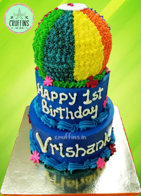 beach ball three tier cake.