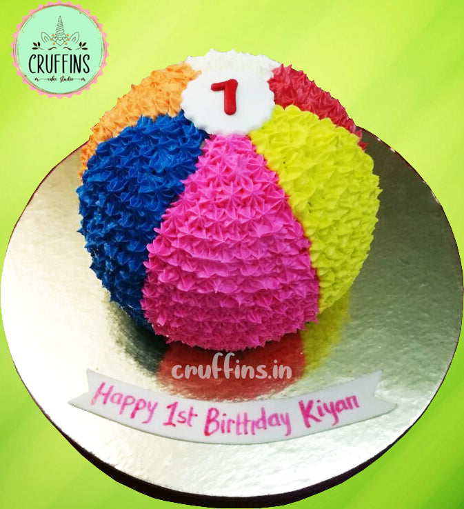 beach ball first birthday cake