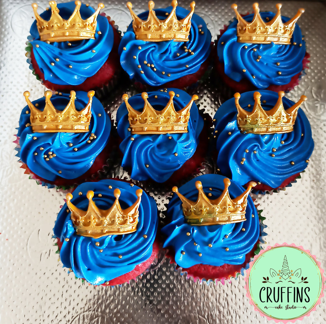 blue prince crown cupcake