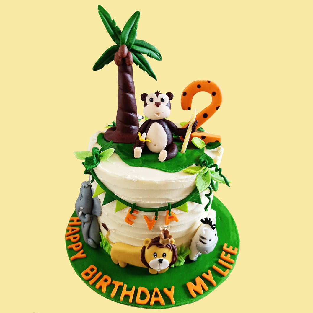 bohemian jungle theme cake