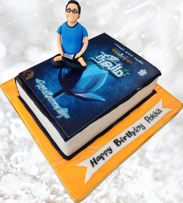 bookworm man library cake