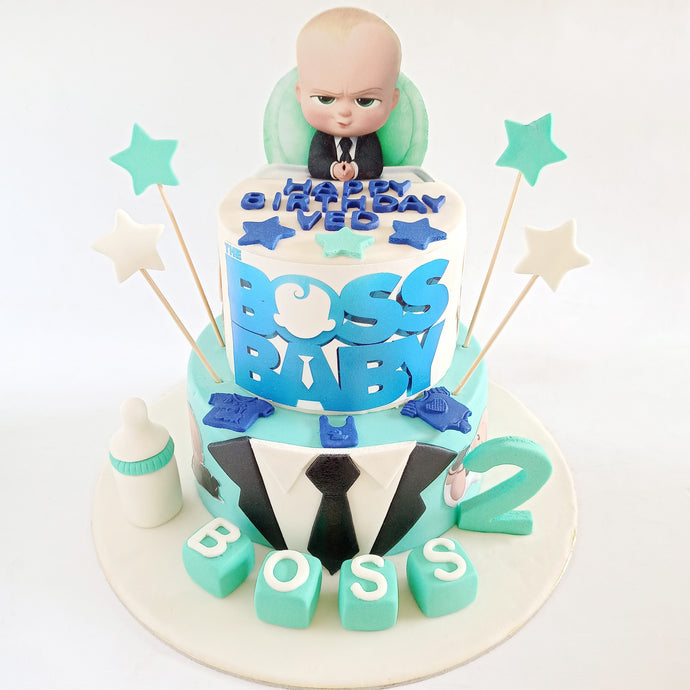 boss baby two tier theme cake