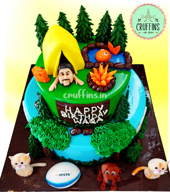 Camping Theme Two Tier Cake