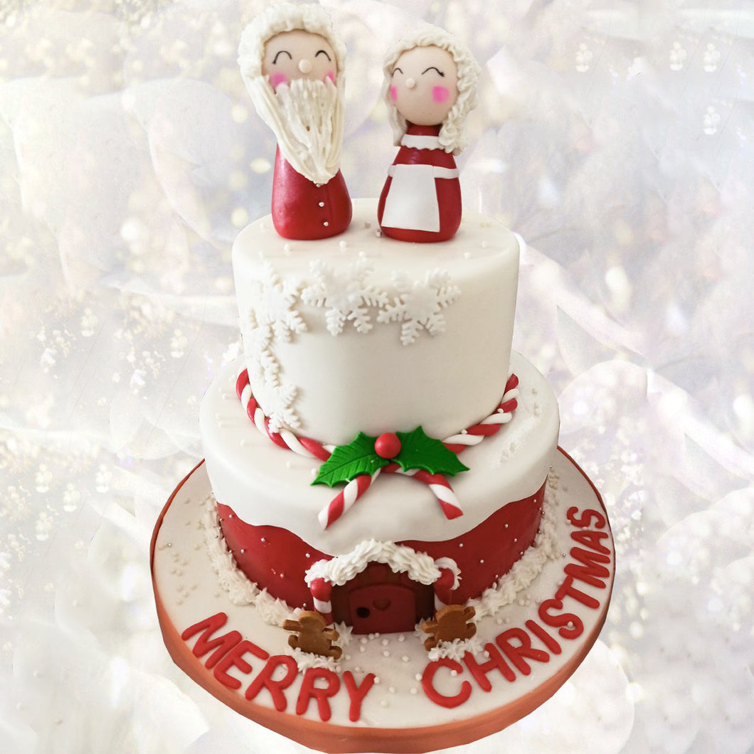 christmas santa celebration two tier cake