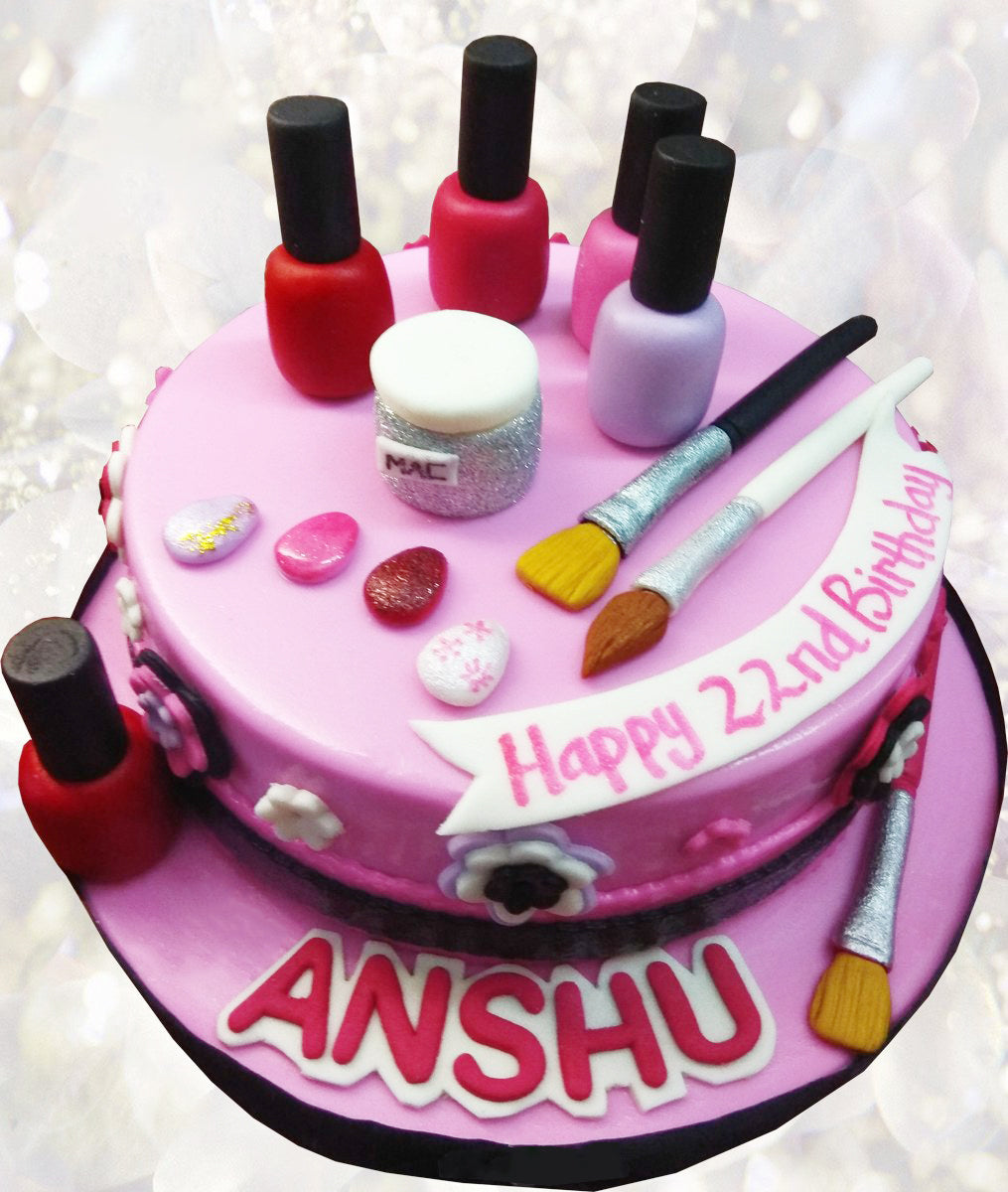 Make Up And Cosmetics Theme Cake