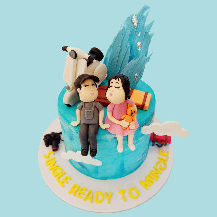 cute couple travel girl scooter cake