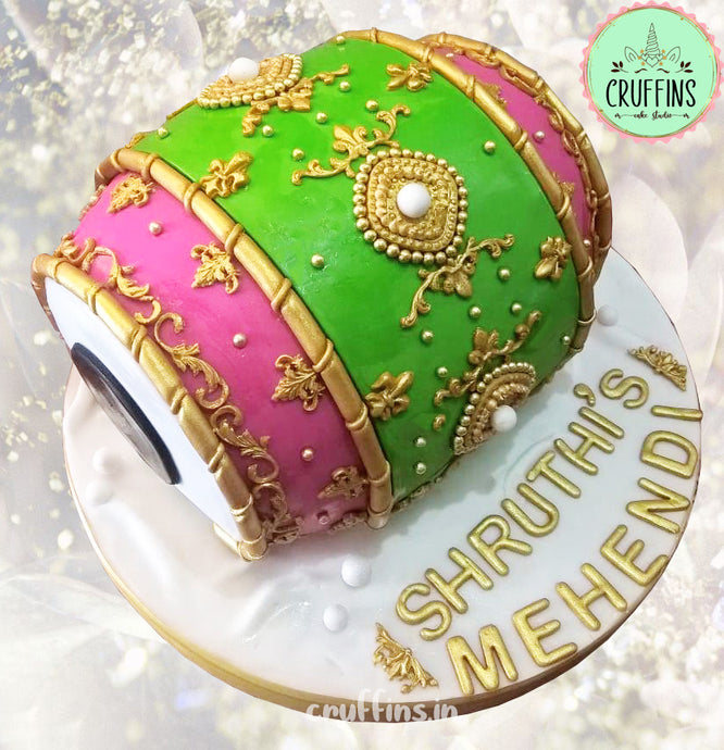dholak sangeet and engagement theme cake
