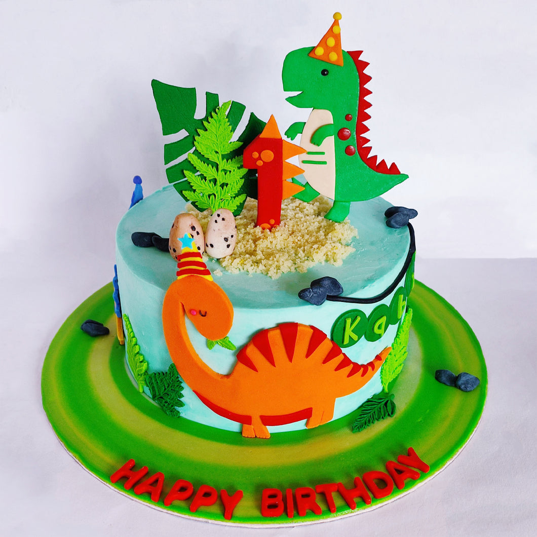 dinosaur first birthday cake