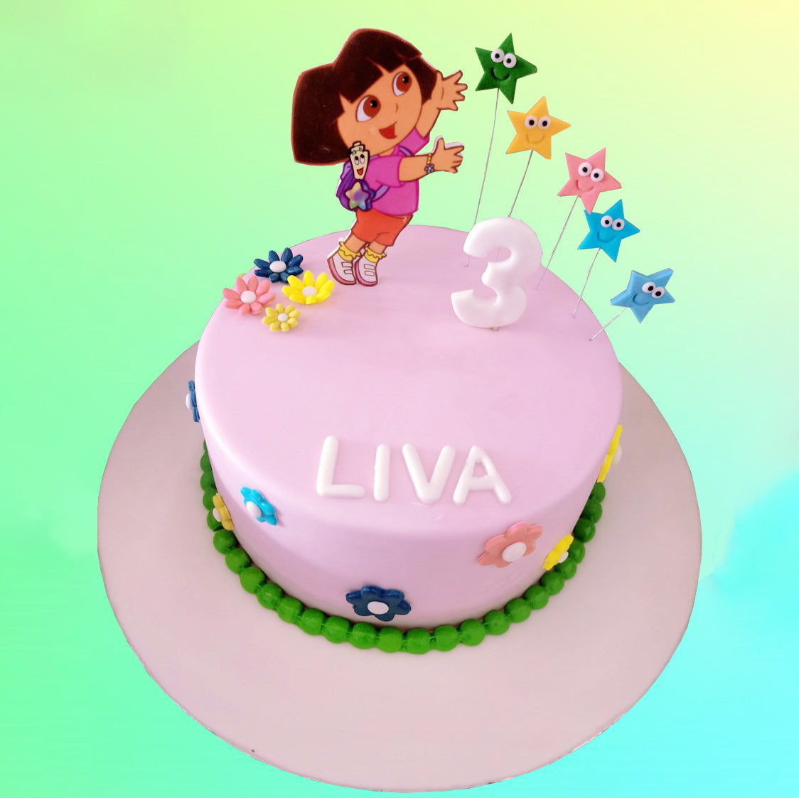 2 Tier Dora The Explorer Birthday Cake - CakeCentral.com