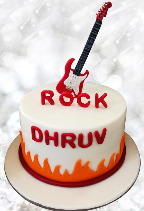 electric guitar theme cake