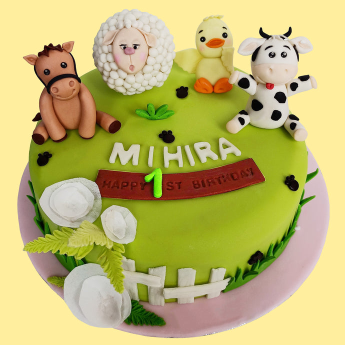 farm animals theme cake