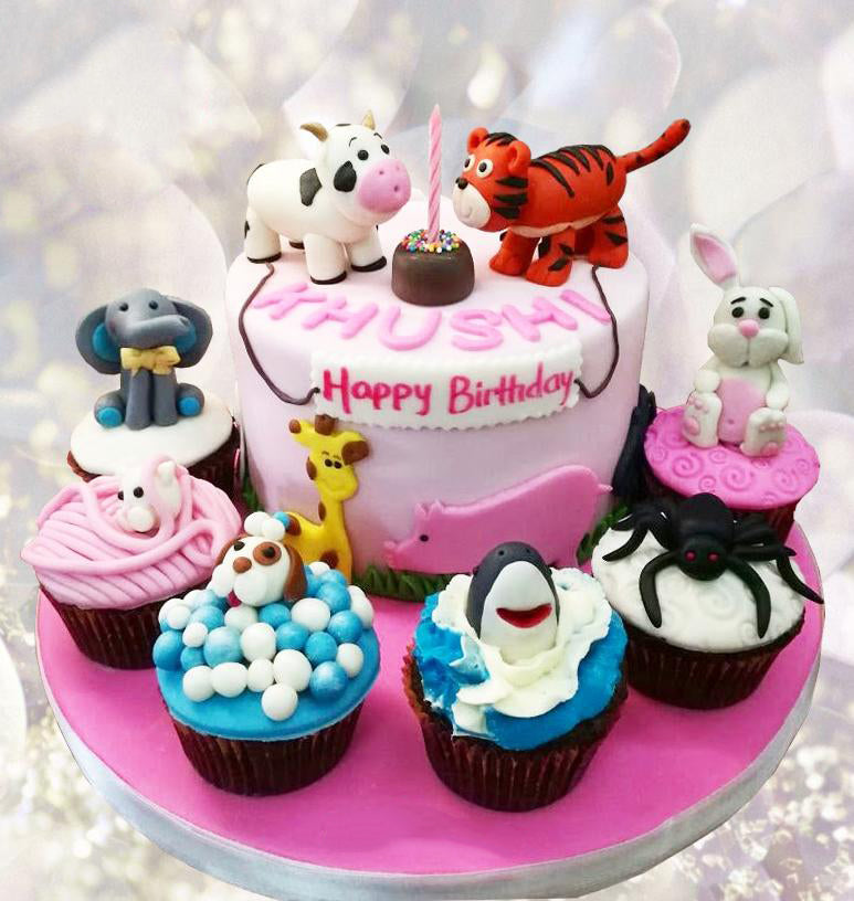 farm animals cake cupcake combo