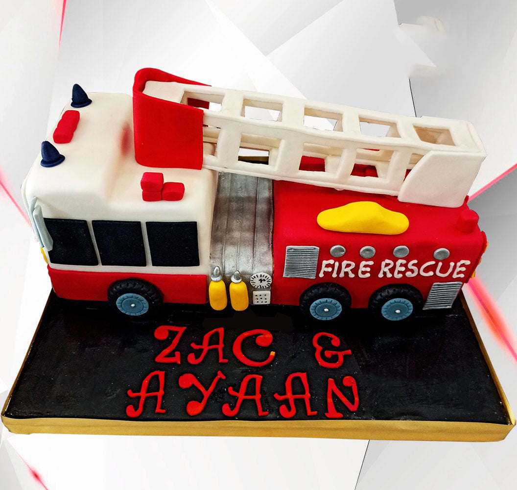 Fire brigade rescue truck cake