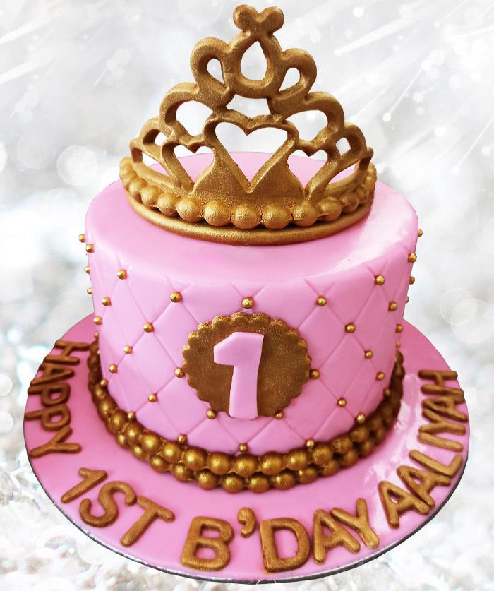 first birthday princess crown cake