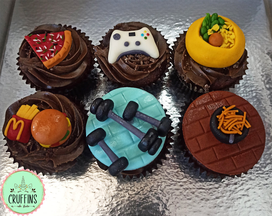 food n fun theme cupcakes