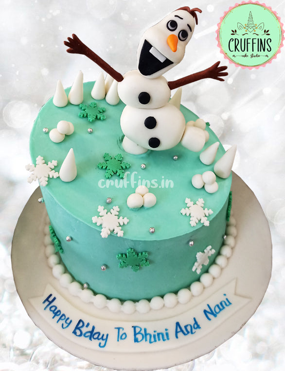 frozen olaf tilted cake