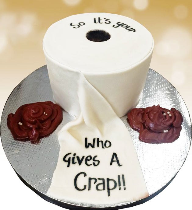 funny toilet paper and poo theme cake