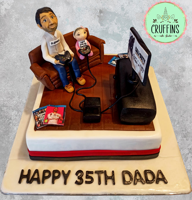 father and daughter gamer birthday cake