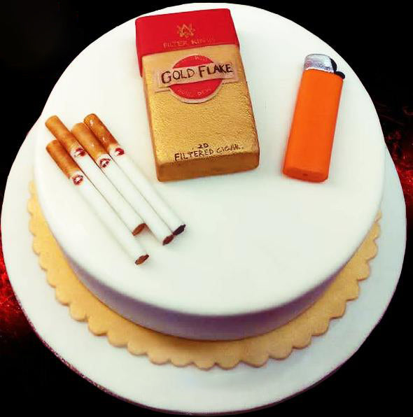 gold flake cigarette pack theme cake