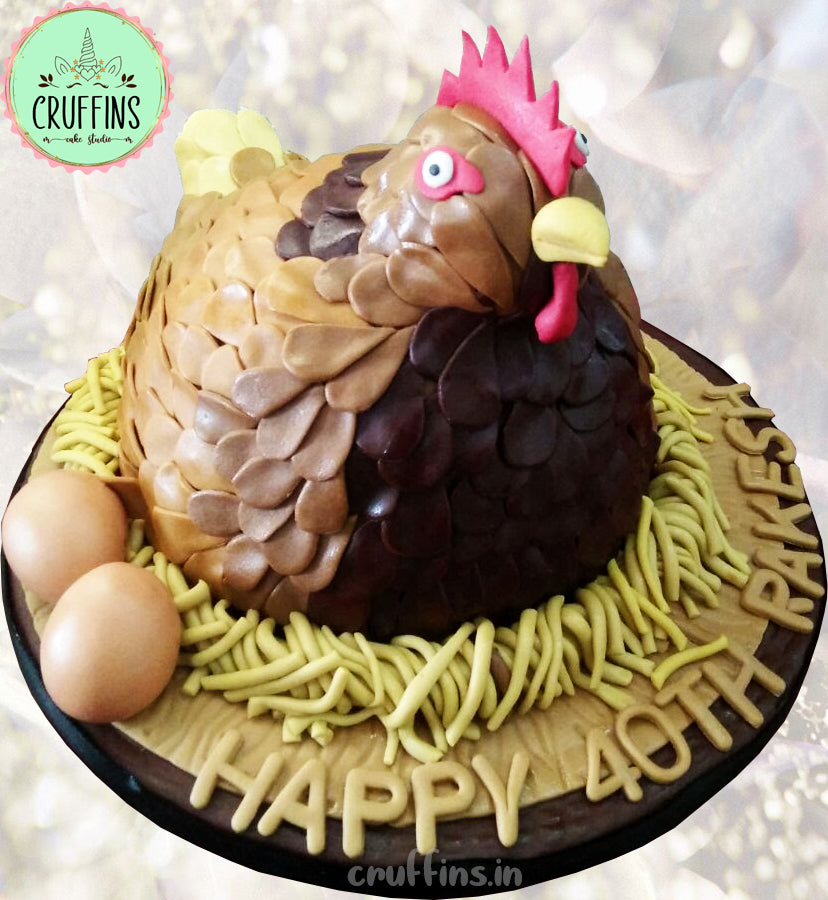 Golden Rooster Cock Replica Cake