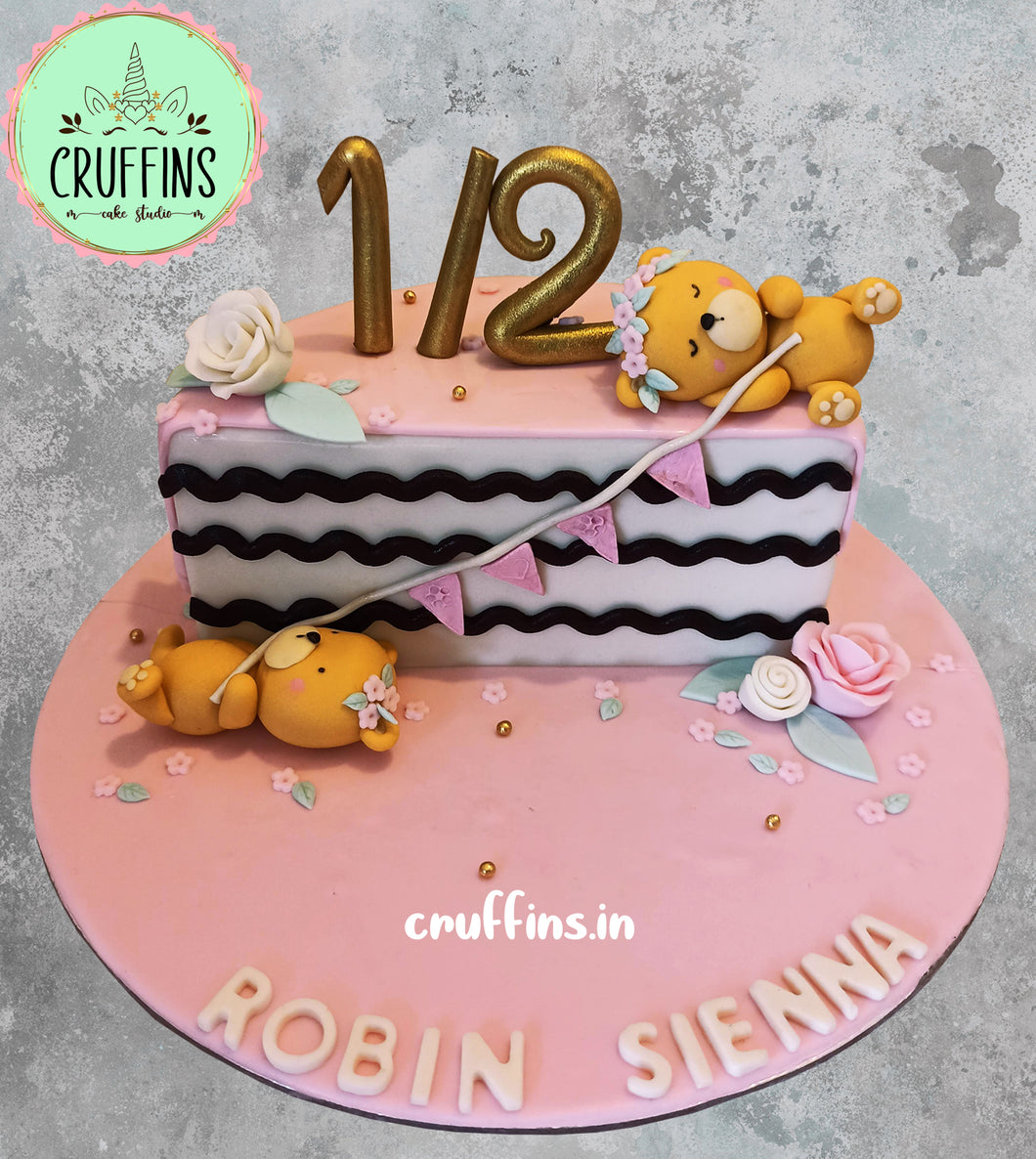 half birthday teddy bear cake