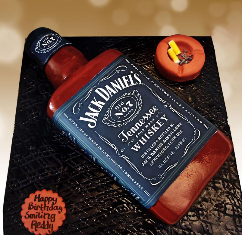 jack daniels whisky and ash tray cake