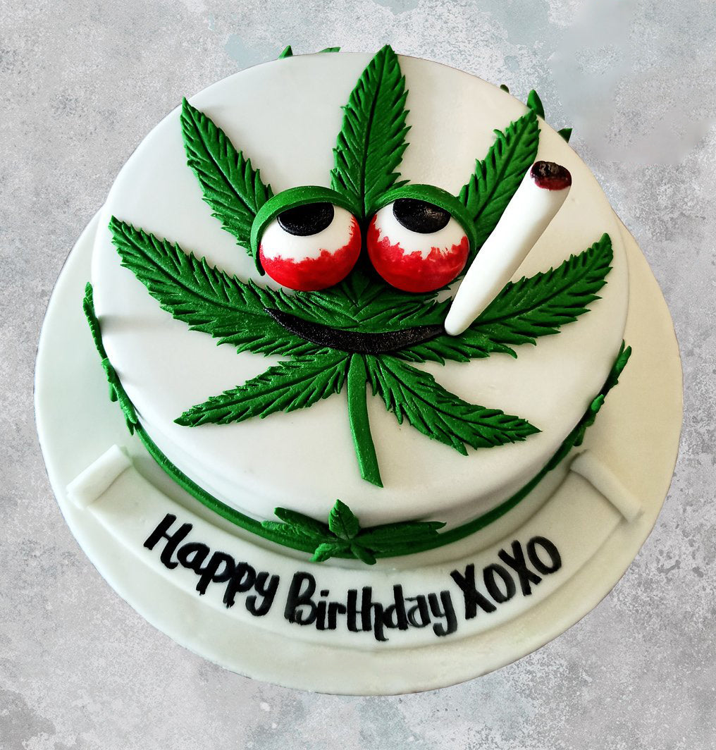 Marijuana Weed Eyes Birthday Theme Cake
