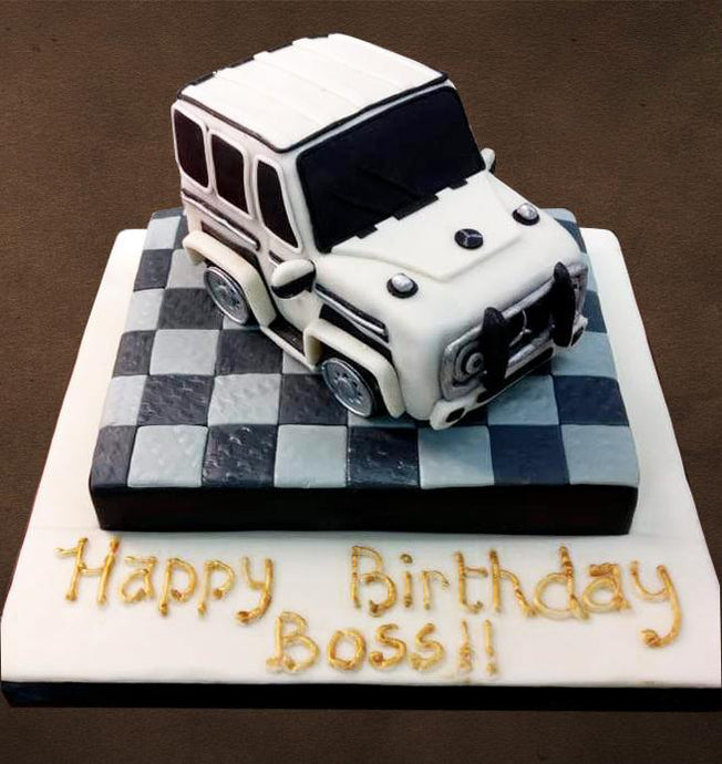 mercedes car teo tier theme cake