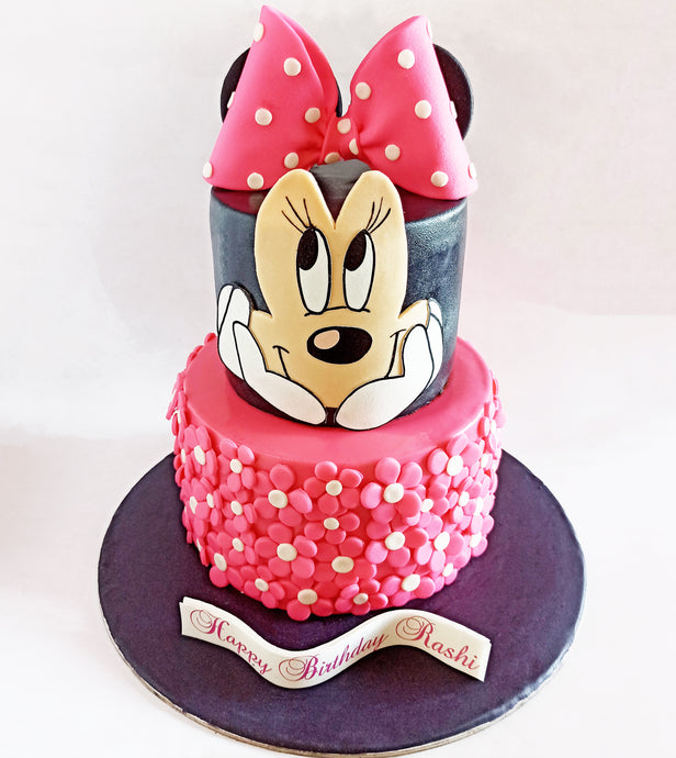 minnie mouse 2 tier flower cake