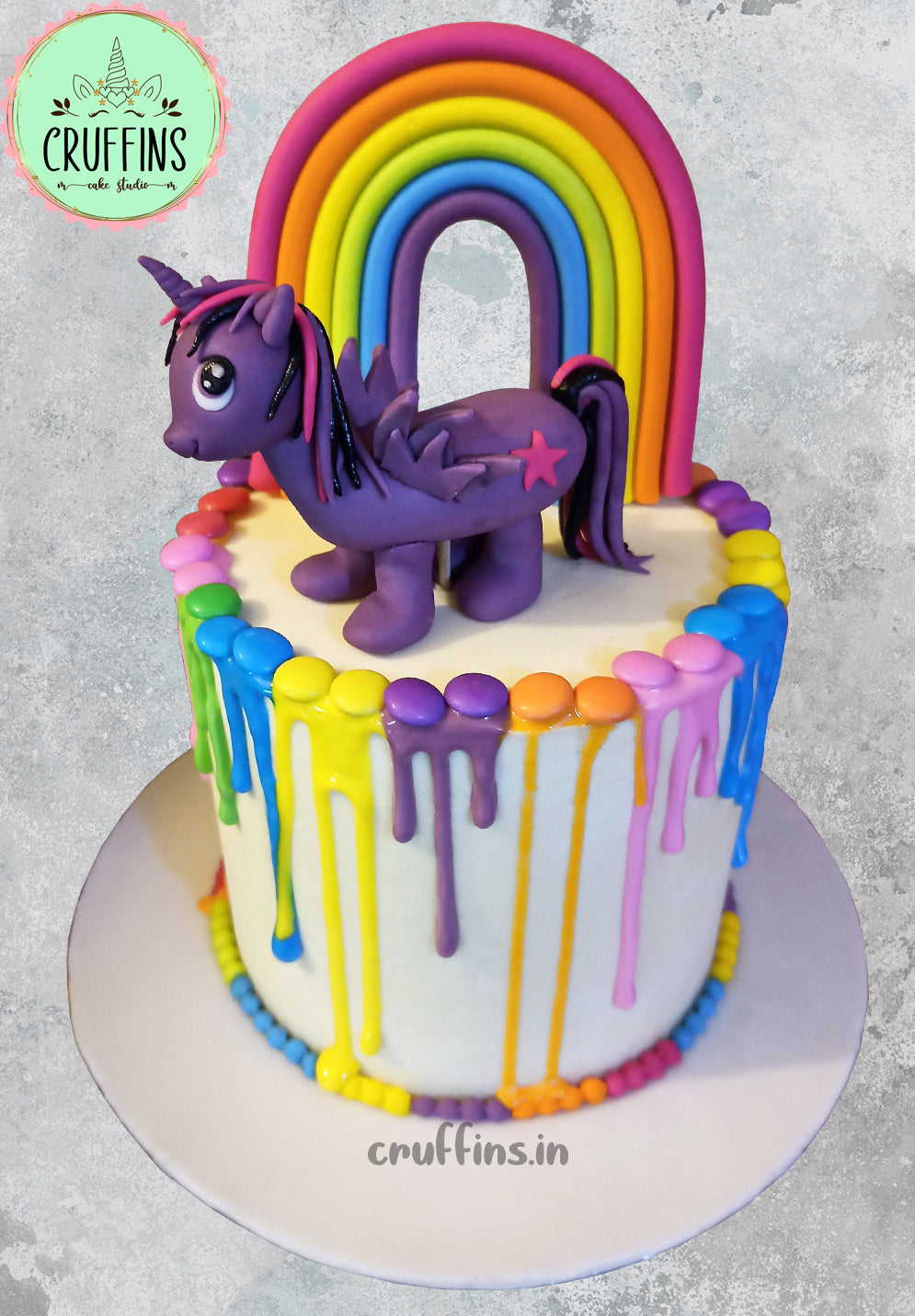 my little pony rainbow drip cake