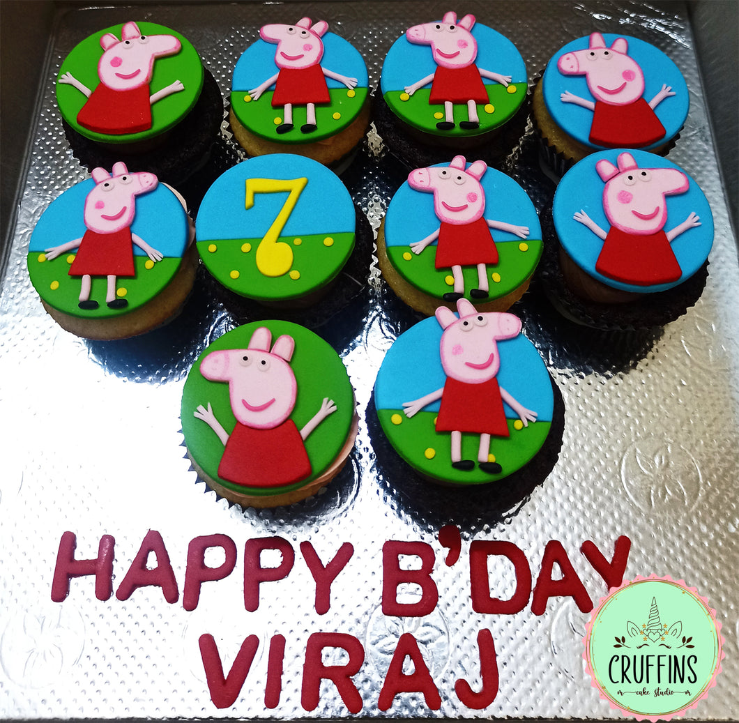 peppa pig birthday theme cupcakes