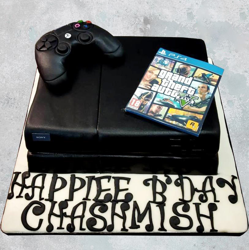 playstation box and cd cake