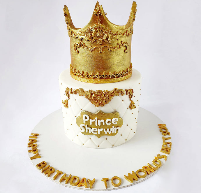 prince king white crown cake
