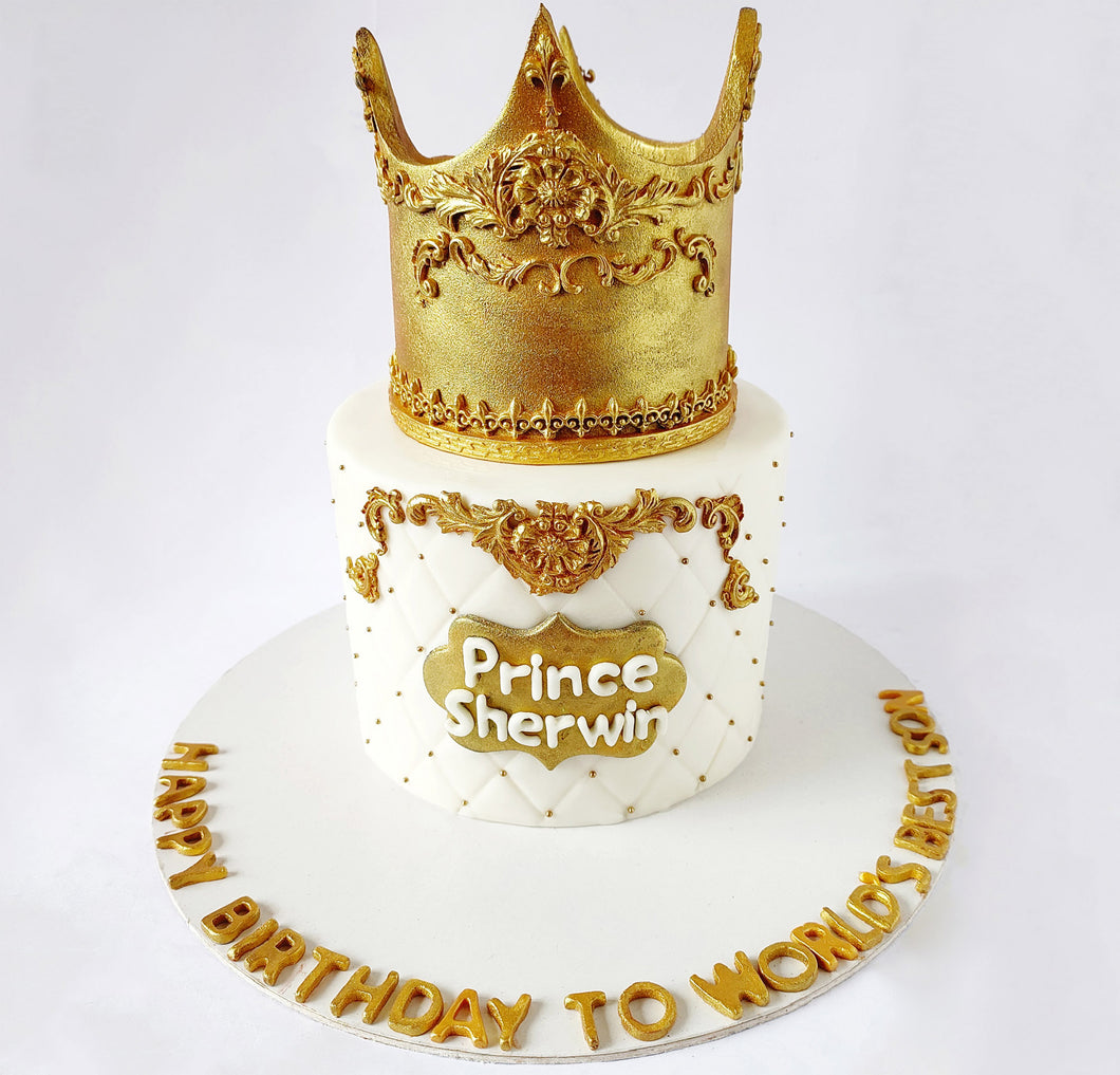 prince king white crown cake