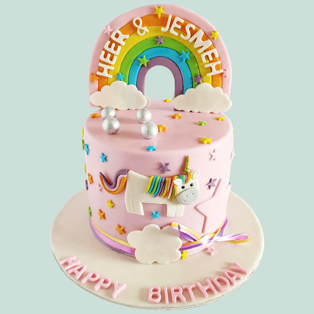 Rainbow Unicorn Theme Cake