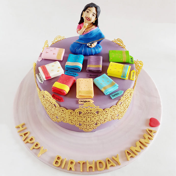 saree lover mom theme cake