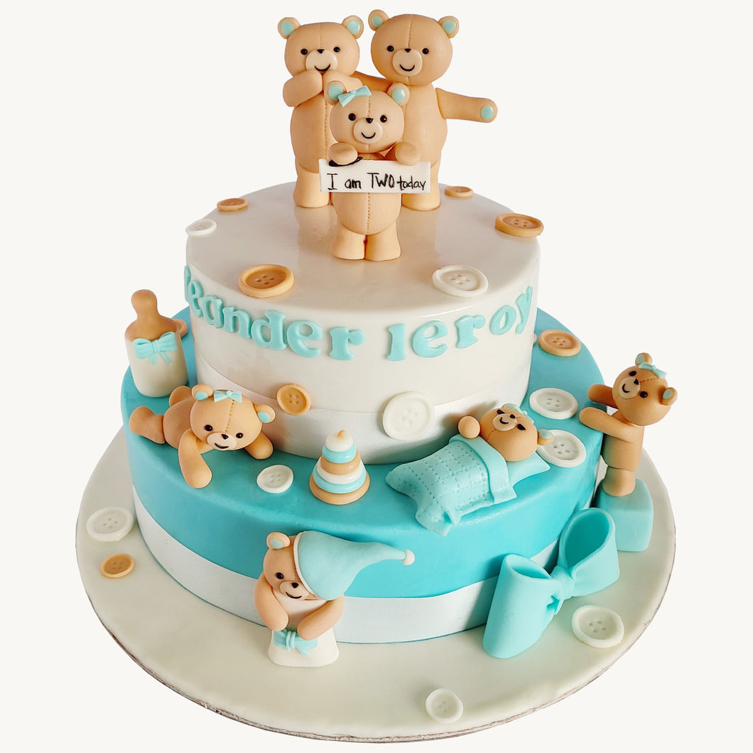 Teddy Bear Family Birthday Theme Cake