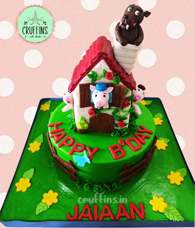 three little pigs story cake