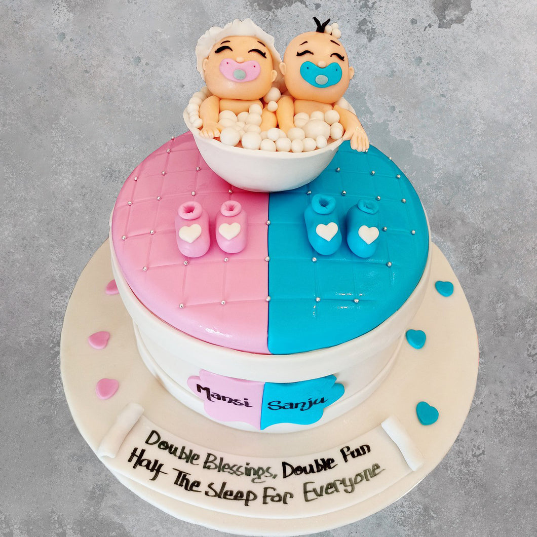 twin babies baby shower cake